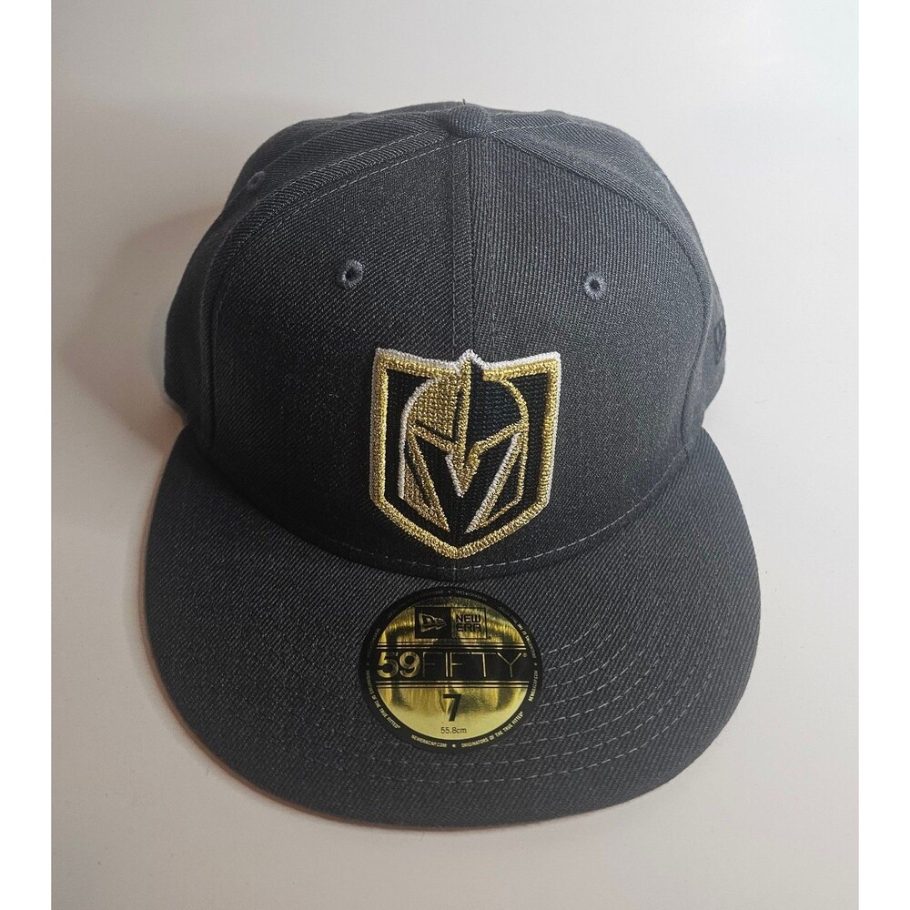 Vegas Golden Knights NHL Hockey New Era Fitted Hat Sz 7 Gray Cap Cross-stitch LV